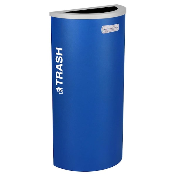 Hot House Designs 8-gal recycling receptacle- half round top and Trash decal Royal Blue Texture finish HO3519231 - main